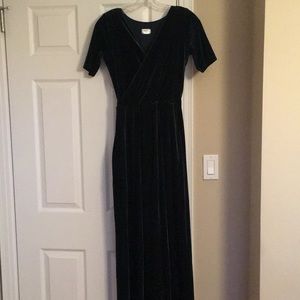Green velvet maxi dress